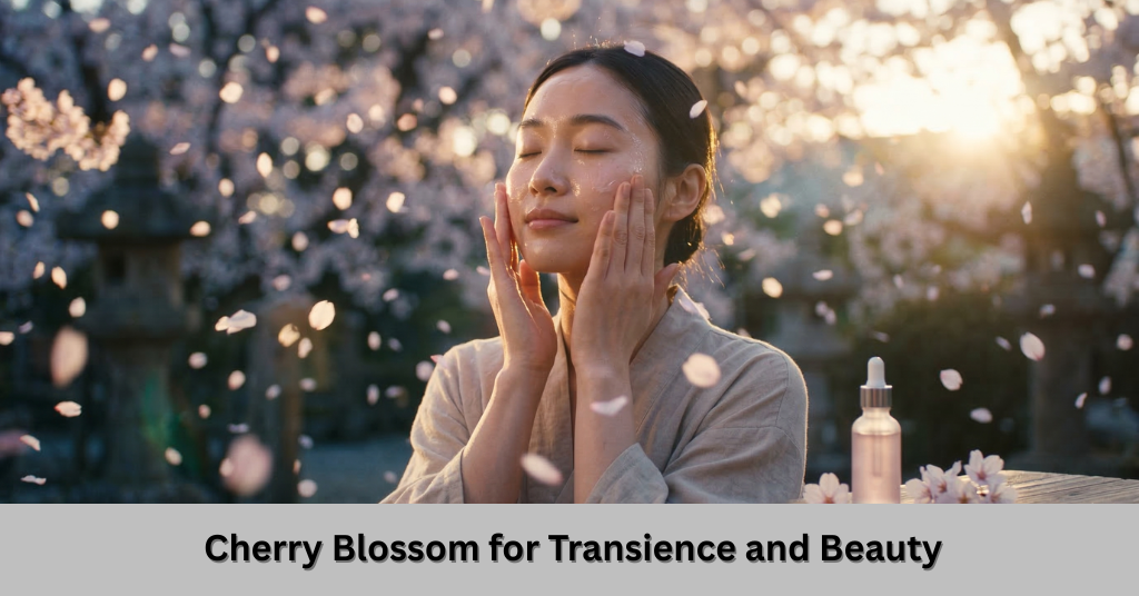 Pink petals of a living urn cherry blossom falling onto the ground, symbolizing the beauty of life's transience.