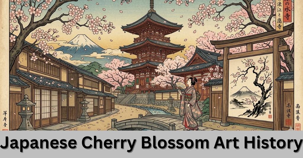 Traditional Japanese artwork featuring delicate cherry blossoms, illustrating their historical influence on classical painting and woodblock prints.