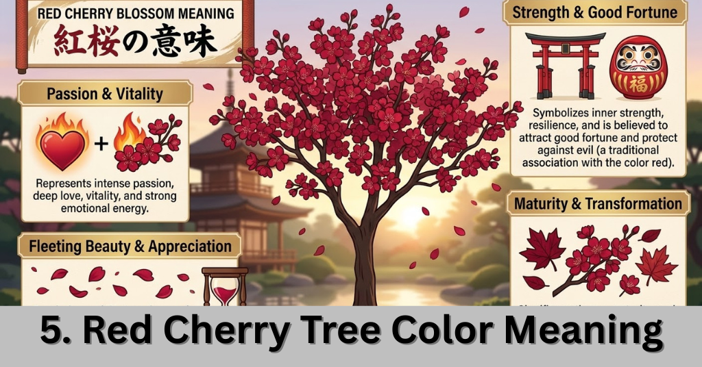 Vibrant red cherry blossoms symbolizing intense passion, deep love, and powerful energy.